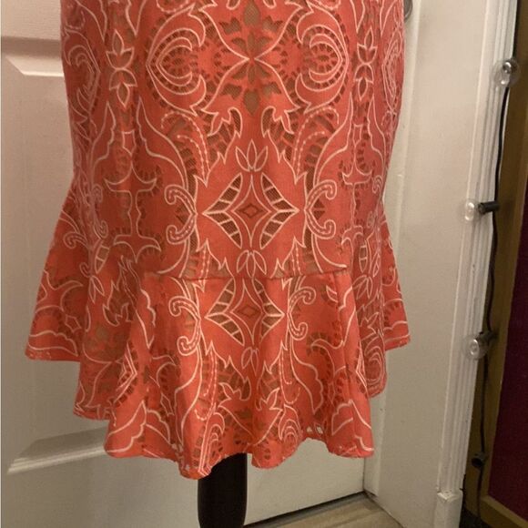 Bcbg Maxazria Chic lace Sleeveless High Low Dress in Coral, US4 - Picture 10 of 11